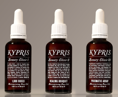 KYPRIS Beauty Elixir I, II, III Moisturizing Face Oil bottles with droppers