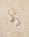 Mother of Pearl Earrings, on marble surface.