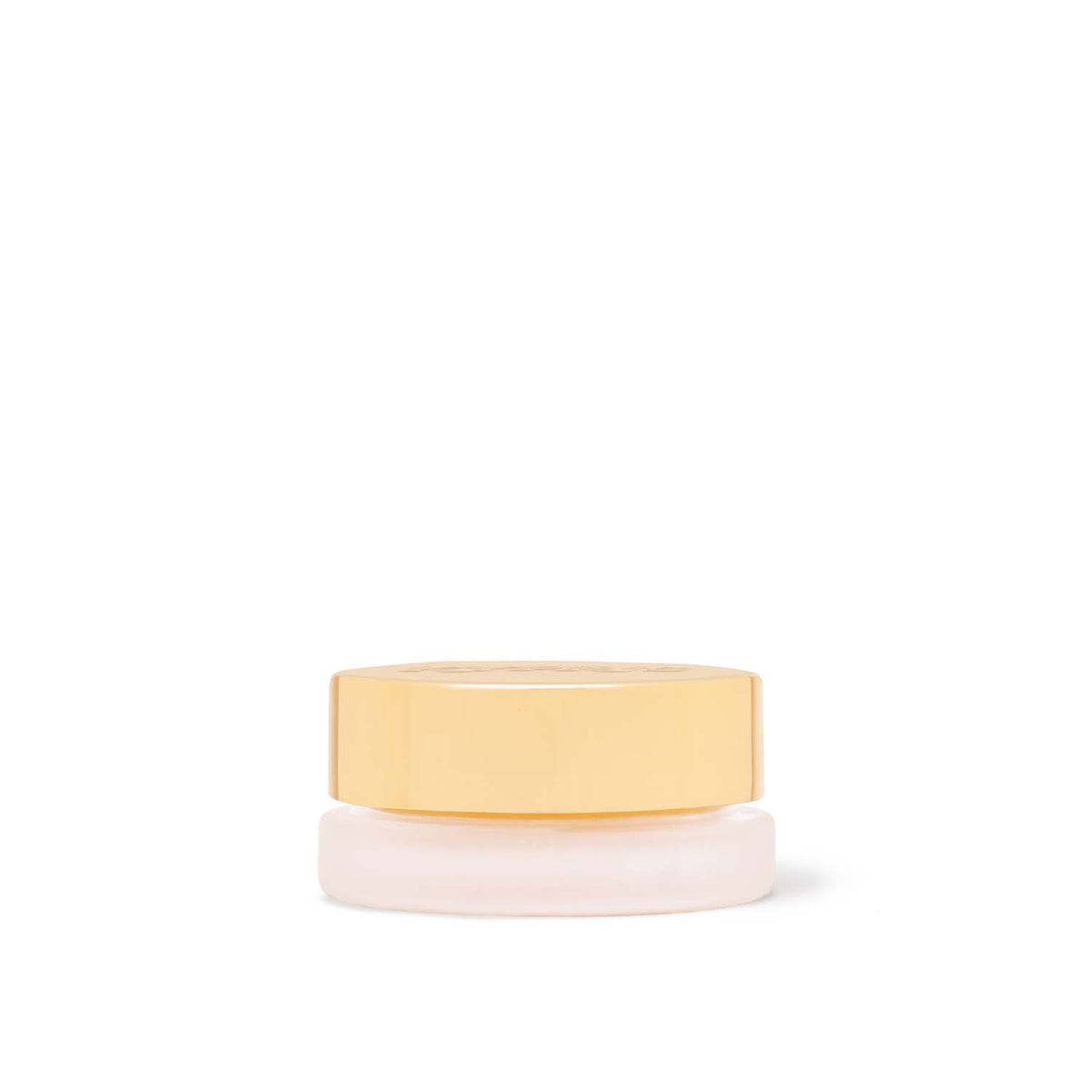 Lip Balm Elixir, in frosted jar with gold lid, on white background.